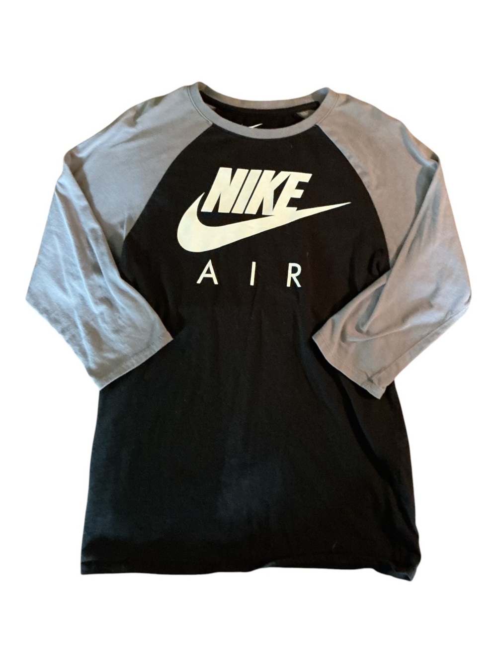 Nike Black Tee with Gray Raglan Sleeves and White Logo